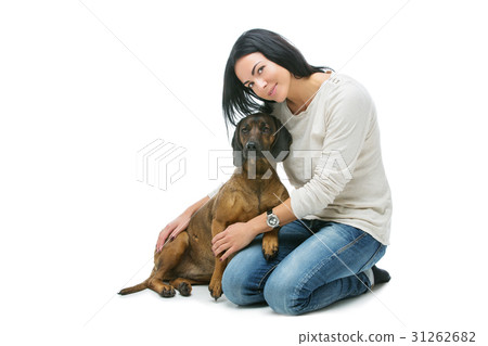 Beautiful girl with dog Beautiful girl with dog 31262682