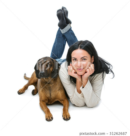 Beautiful girl with dog Beautiful girl with dog 31262687