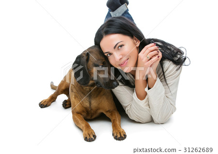 Beautiful girl with dog Beautiful girl with dog 31262689