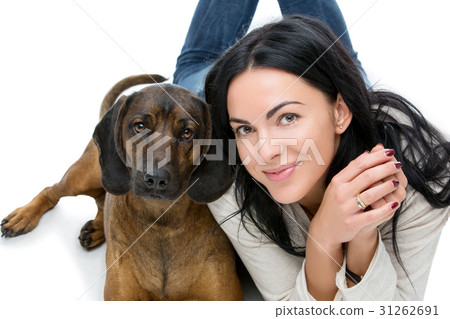 Beautiful girl with dog Beautiful girl with dog 31262691