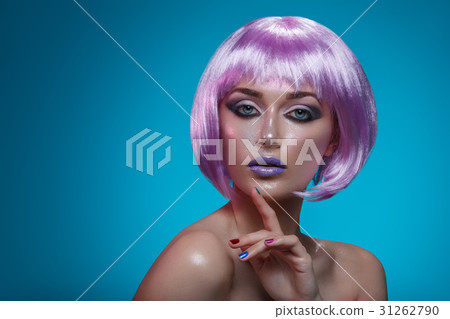 Beautiful girl in purple wig Beautiful girl in purple wig 31262790