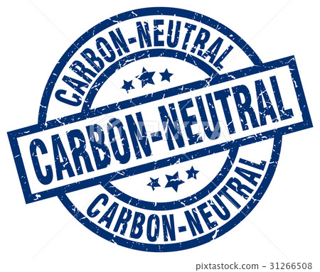 carbon-neutral blue round grunge stamp 31266508