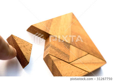 Wooden tangram puzzle in square shape for fulfill Wooden tangram puzzle in square shape for fulfill 31267750