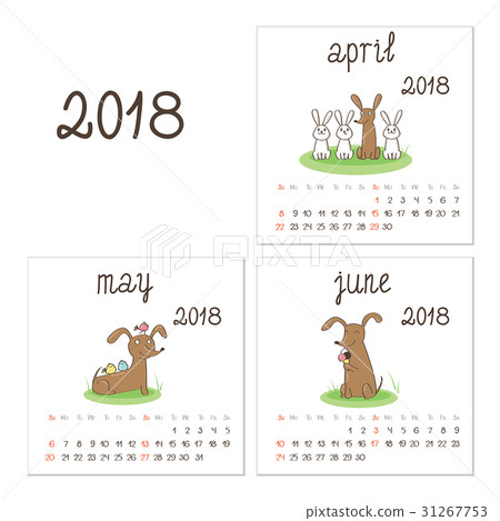 Calendar 2018. April, May and June. 31267753