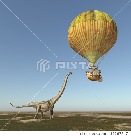 Fantasy hot air balloon and Mamenchisaurus Fantasy hot air balloon and Mamenchisaurus 31267847