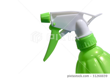 Green plastic foggy spray on white background. Green plastic foggy spray on white background. 31268839