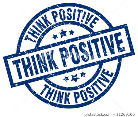 think positive blue round grunge stamp 31269100