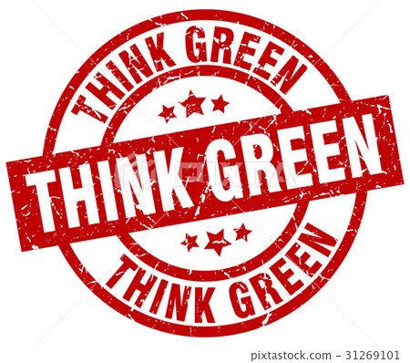 think green round red grunge stamp 31269101