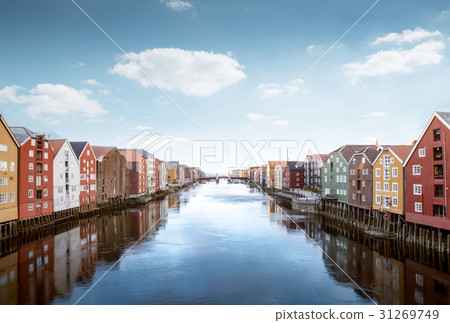 Colorful wooden houses in Trondheim, Norway Colorful wooden houses in Trondheim, Norway 31269749
