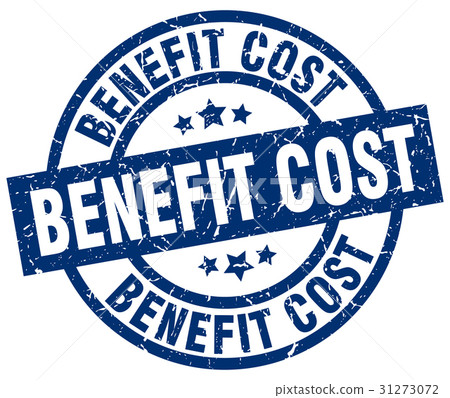 benefit cost blue round grunge stamp benefit cost blue round grunge stamp 31273072