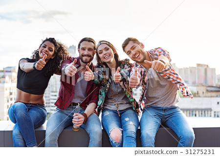Happy friends showing ok sign Happy friends showing ok sign 31275231