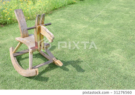 wooden rocking horse chair children on lawn wooden rocking horse chair children on lawn 31276560