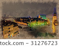Night Panorama of Royal Castle and Old Town in 31276723