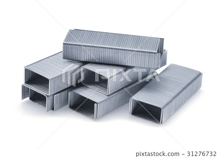 pile of metal staples isolated on white background pile of metal staples isolated on white background 31276732