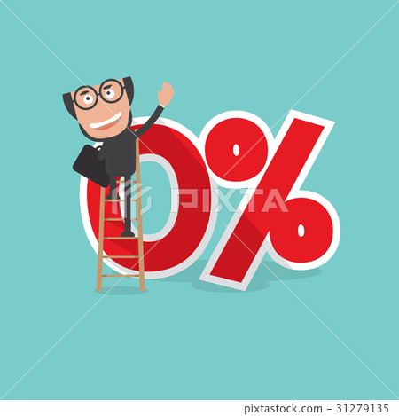Businessman Reach A Zero Percent Interest Symbol 31279135