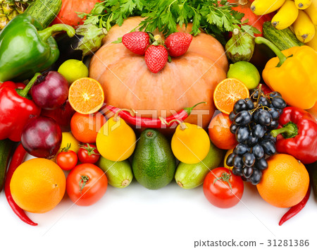 fruit and vegetable isolated on white background fruit and vegetable isolated on white background 31281386
