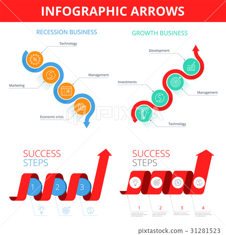 Increase, recession, step business arrows. Increase, recession, step business arrows. 31281523
