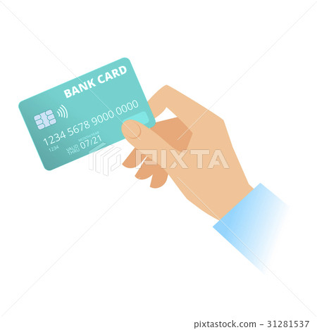 A human hand holds a bank plastic credit card. - Stock Illustration ...