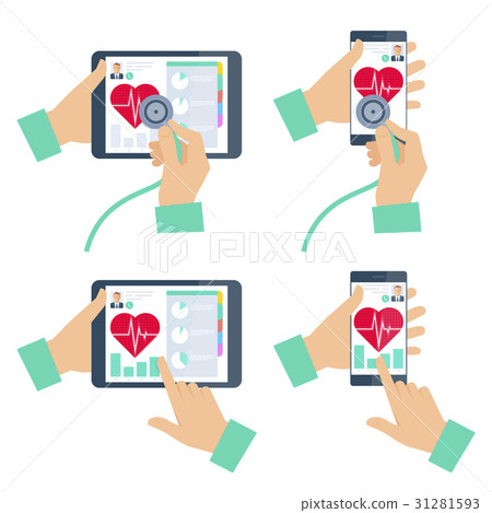 Doctor's hand checking heartbeat. Doctor's hand checking heartbeat. 31281593