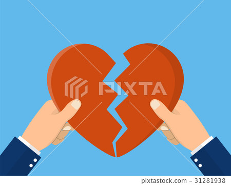 Hands tearing apart heart symbol 31281938