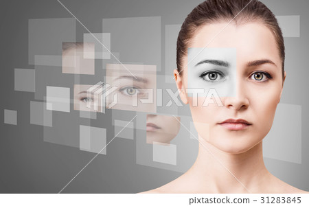 Woman's face collected from different parts 31283845