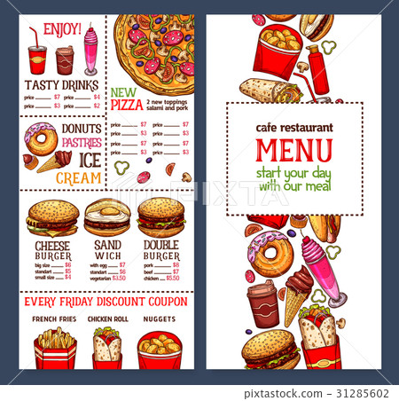 Vector fast food restaurant menu template - Stock Illustration ...