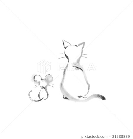 貓和老鼠,毛筆 貓和老鼠,毛筆 31288889