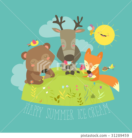 Animals eating ice cream 31289459