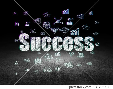 Finance concept: Success in grunge dark room 31293426