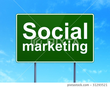 Advertising concept: Social Marketing on road sign 31293521