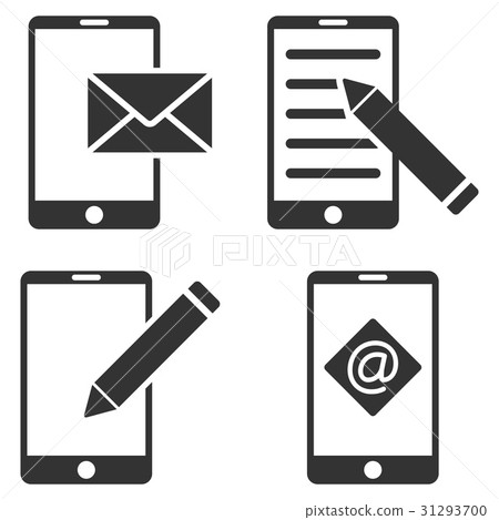 Mobile Mail Editing Vector Flat Icon Set Mobile Mail Editing Vector Flat Icon Set 31293700