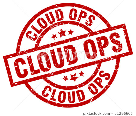 cloud ops round red grunge stamp 31296665