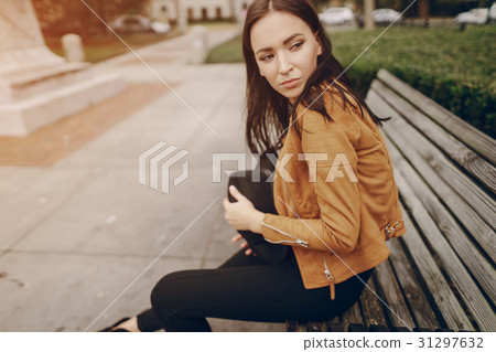 beautiful woman walks outside beautiful woman walks outside 31297632