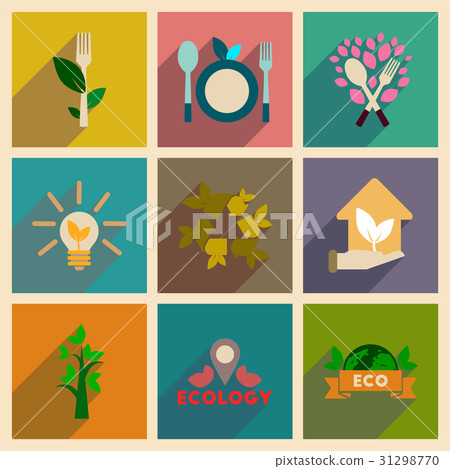 Concept of flat icons with long shadow ecology Concept of flat icons with long shadow ecology 31298770