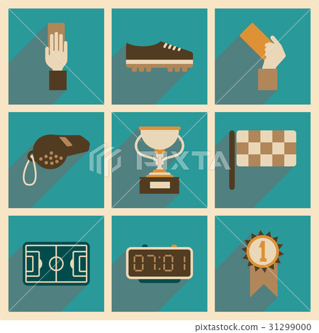 Concept of flat icons with long shadow football - Stock Illustration ...