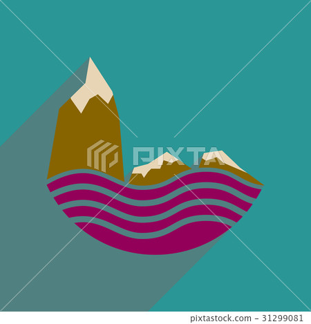 Flat web icon with long shadow sea cliffs - Stock Illustration ...