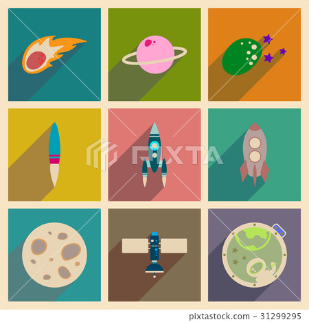 Concept of flat icons with long shadow space 31299295