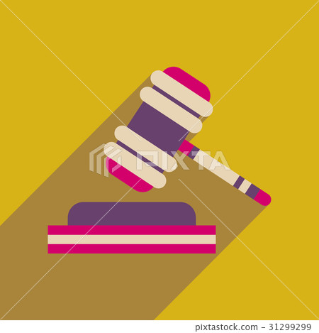 Flat web icon with long shadow judge hammer 31299299