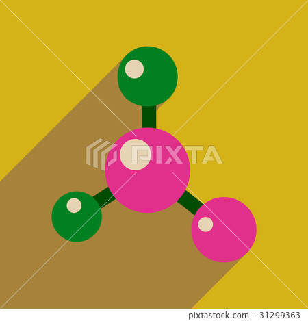 Flat web icon with long shadow molecule  31299363