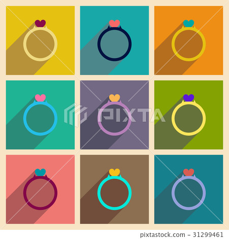 Concept of flat icons with long shadow wedding - Stock Illustration ...