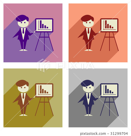 Concept of flat icons with long shadow businessman - Stock Illustration ...