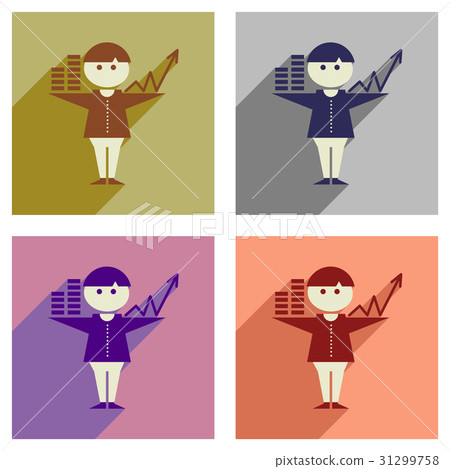 Concept of flat icons with long shadow businessman - Stock Illustration ...
