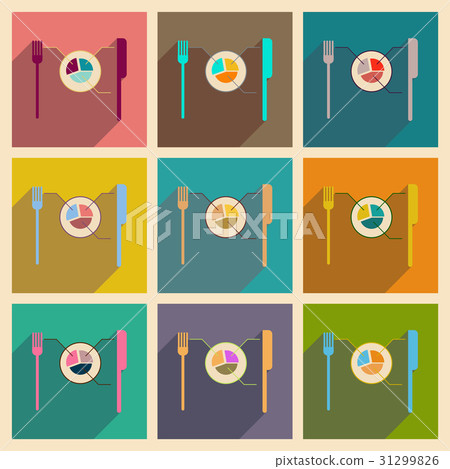 Concept of flat icons with long shadow Knife Fork 31299826