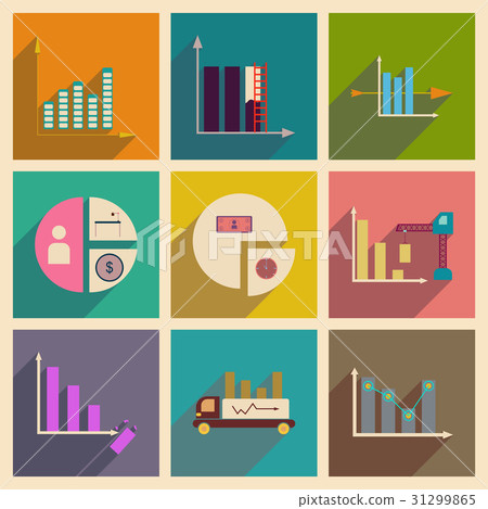 Concept of flat icons with long shadow chart - Stock Illustration ...