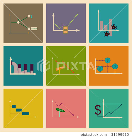 Concept of stylish flat design icons graph Concept of stylish flat design icons graph 31299910
