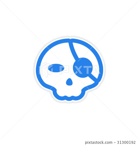 sticker stylish skull with eye patch on white sticker stylish skull with eye patch on white 31300192