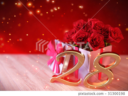 birthday concept with red roses in the gift on 31300198