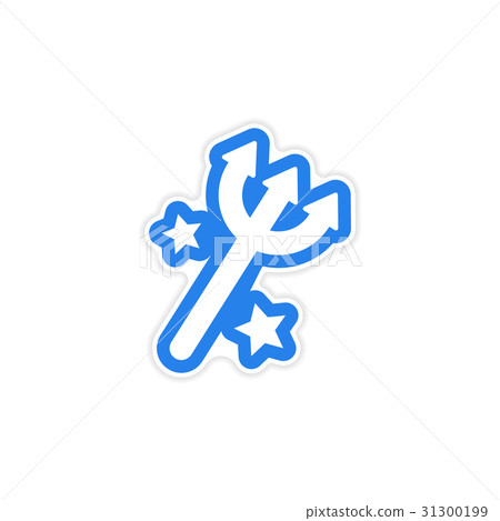 Sticker magic trident with stars on a white Sticker magic trident with stars on a white 31300199