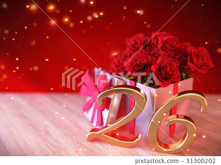 birthday concept with red roses in the gift on birthday concept with red roses in the gift on 31300202