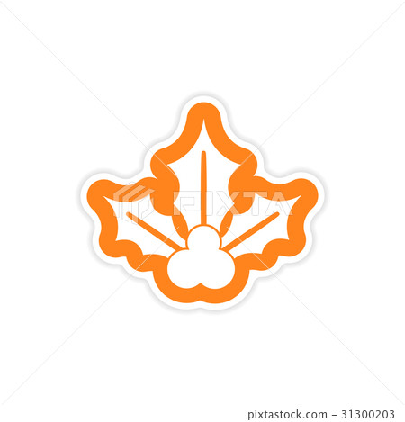 paper sticker on white background sprig mistletoe paper sticker on white background sprig mistletoe 31300203